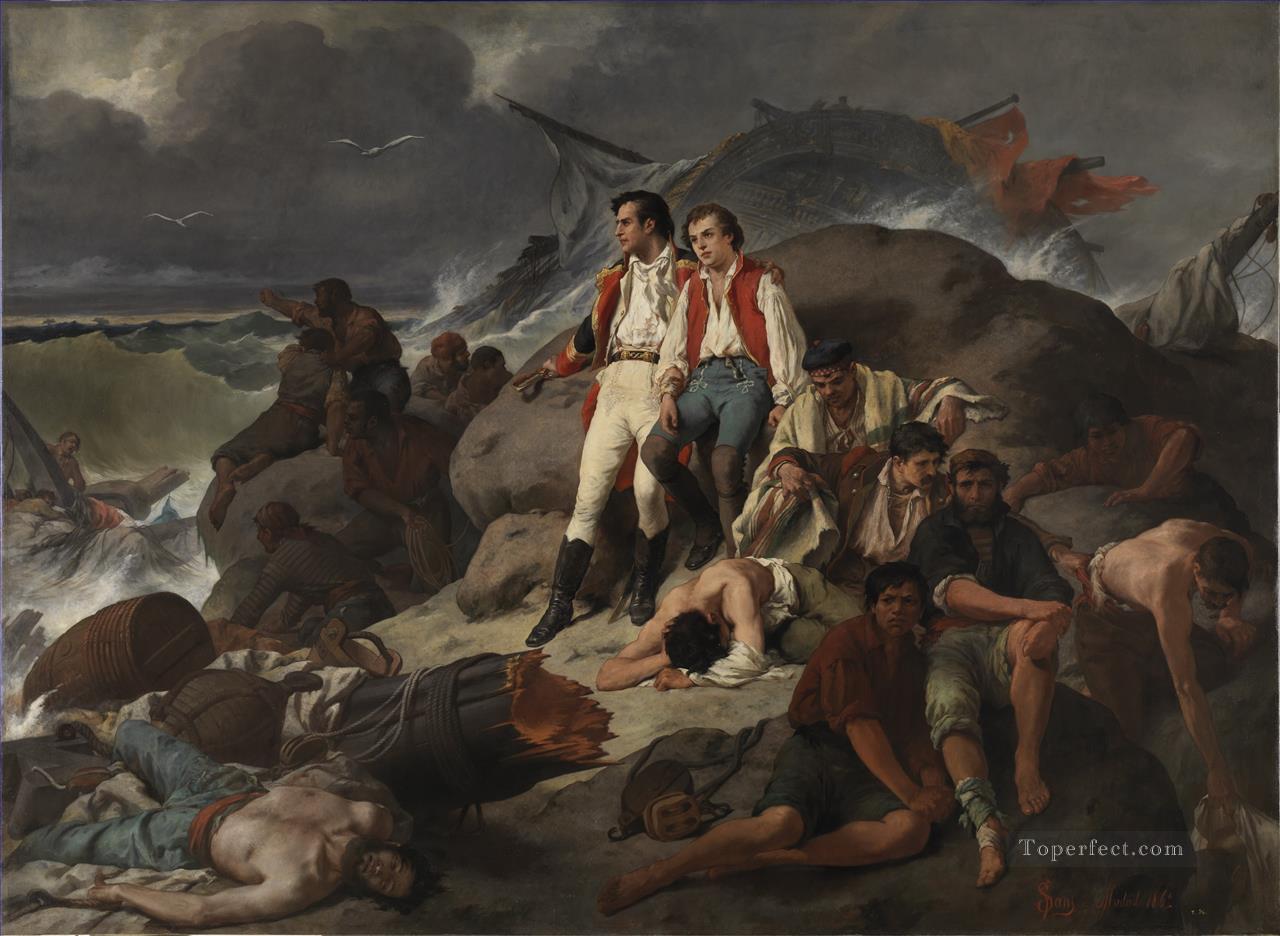 Episodio de la batalla de Trafalgar 1862 Francisco Sans y Cabot Batallas Navales Pintura al óleo